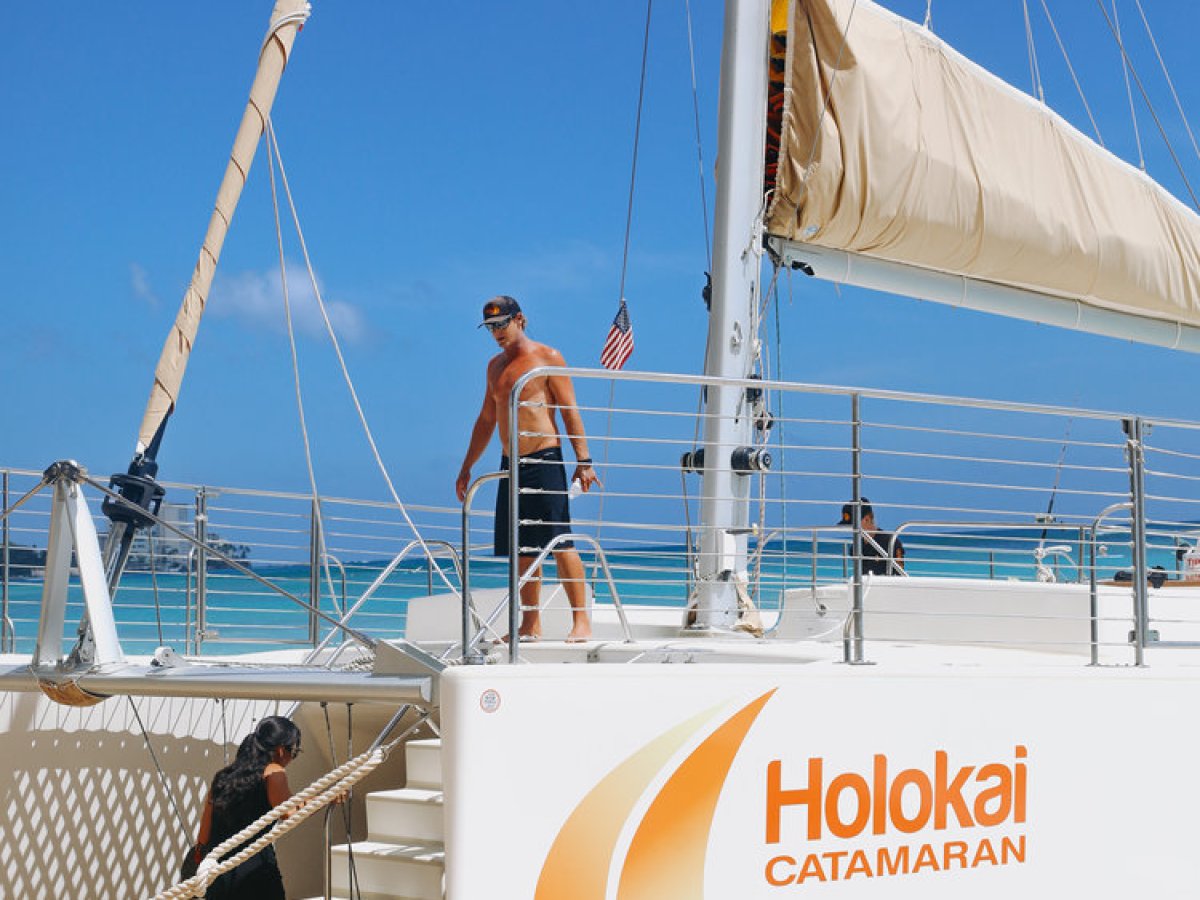 Catamaran parked on the sand