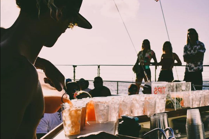 a group of people eating at a table